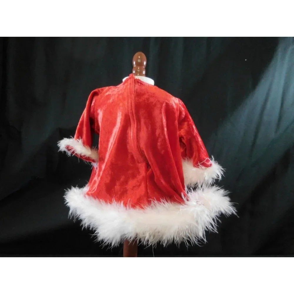 American Girl Bitty Baby red Dress White‎ flux fur trim Christmas Holiday 2000